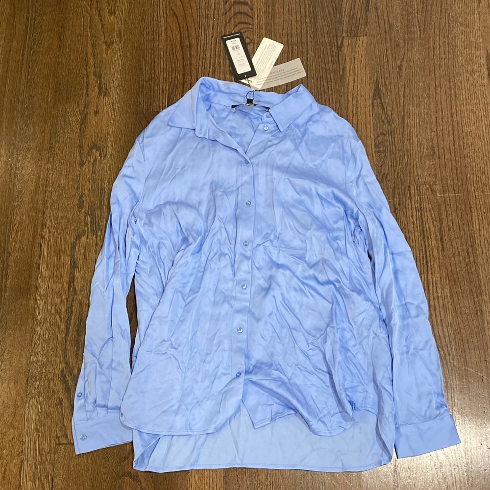 French Connection Sky Blue Satin Shirt